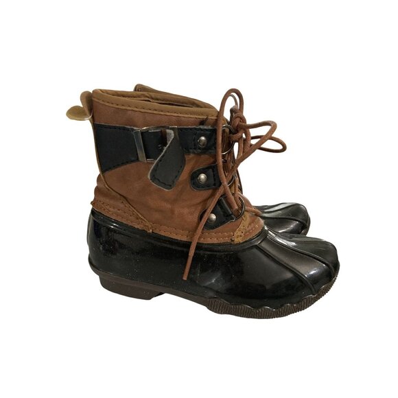 I love YoKids Gavin-70K Kids Size 11 Brown Black Rubber Duck Boots shoes - Picture 4 of 7